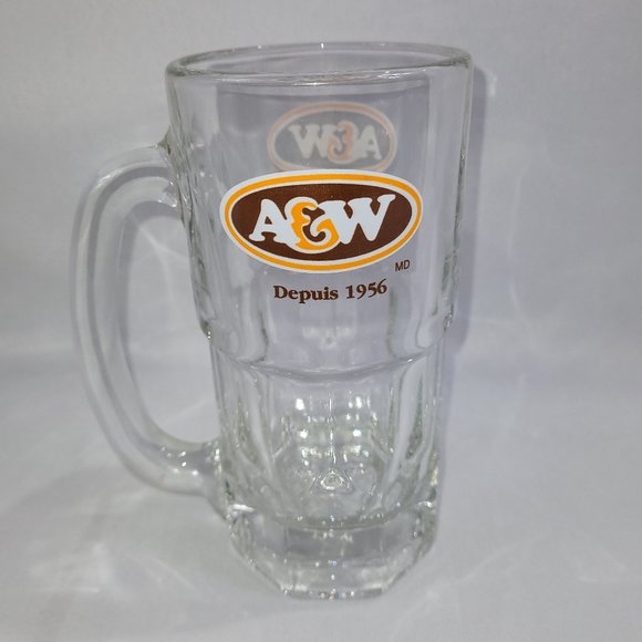 A&W Great Root Beer 1980s Vintage 7" Glass Mug Restaurant Root Bear Soda - Picture 1 of 1